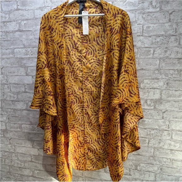 Zara Accessories - Zara 🍂 Autumn Silky Shawl in Gold & Burgundy
